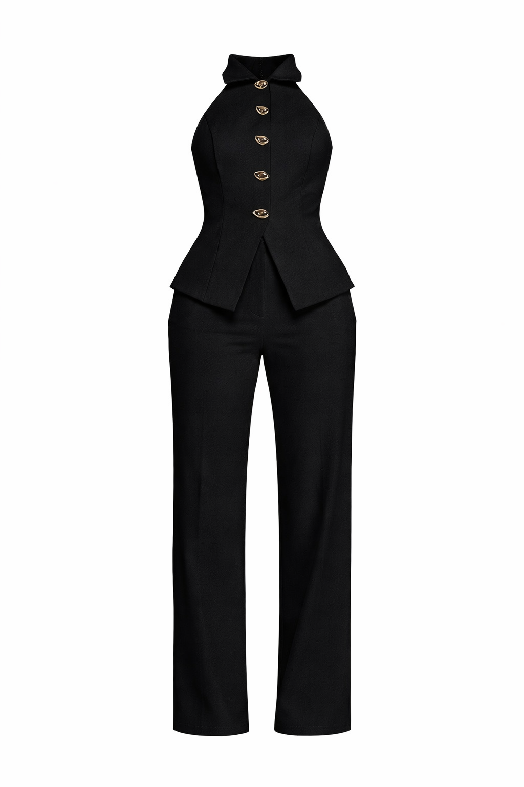 Set Negro chaleco pantalón botones dorados