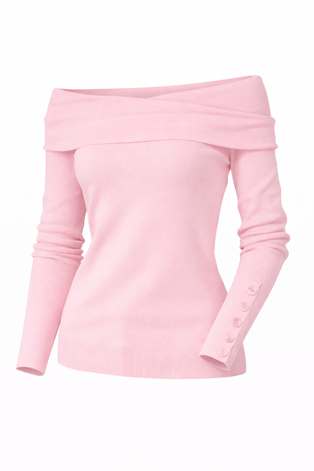 Sweater Rosa manga larga hombros caídos
