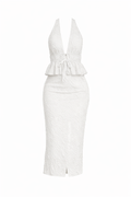 Set Blanco blusa abierta falda