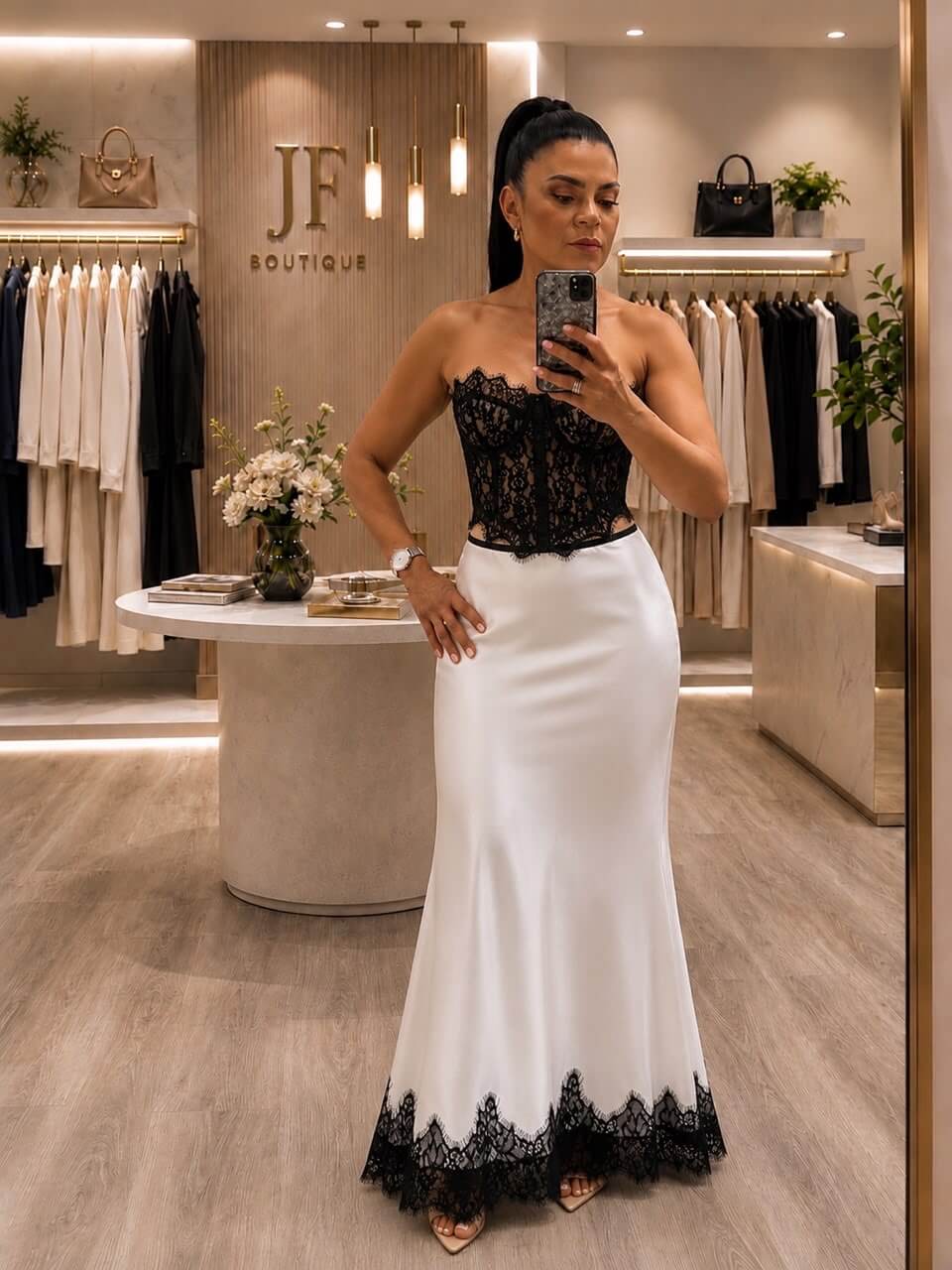 Falda Satín · Blanco