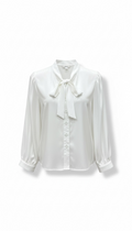 Blusa Blanca camisera lazo al cuello