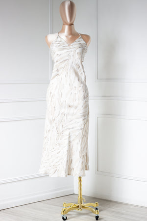 Vestido zebra satín beige