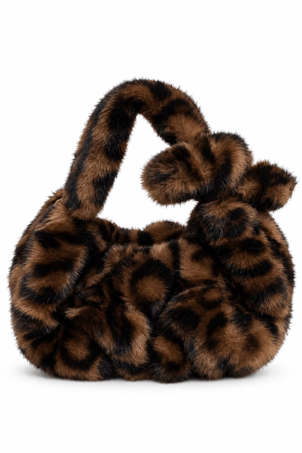 Bolso Café con Lunares Negros Peludo