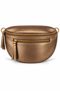 Bolso Dorado doble Zipper tipo canguro