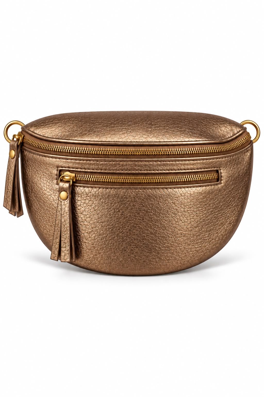 Bolso Dorado doble Zipper tipo canguro