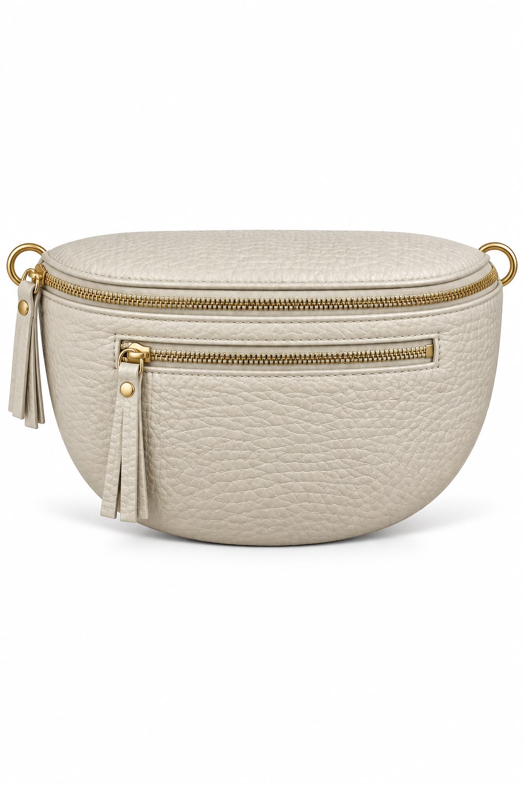 Bolso Beige doble Zipper tipo canguro