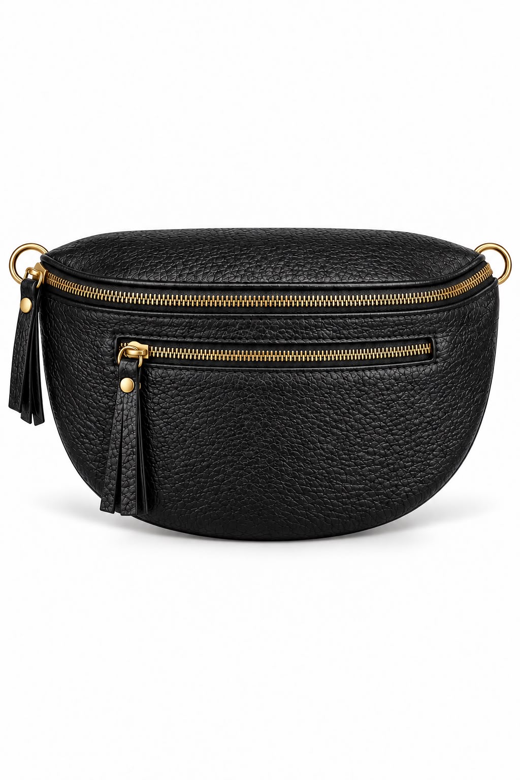 Bolso Negro doble Zipper tipo canguro