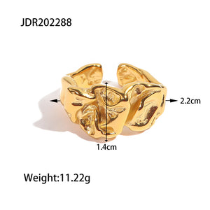 Anillo abierto con baño geométrico de acero inoxidable 316