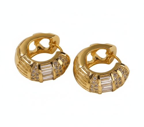 Aretes Zirconia Dorada con blanco - AR8885