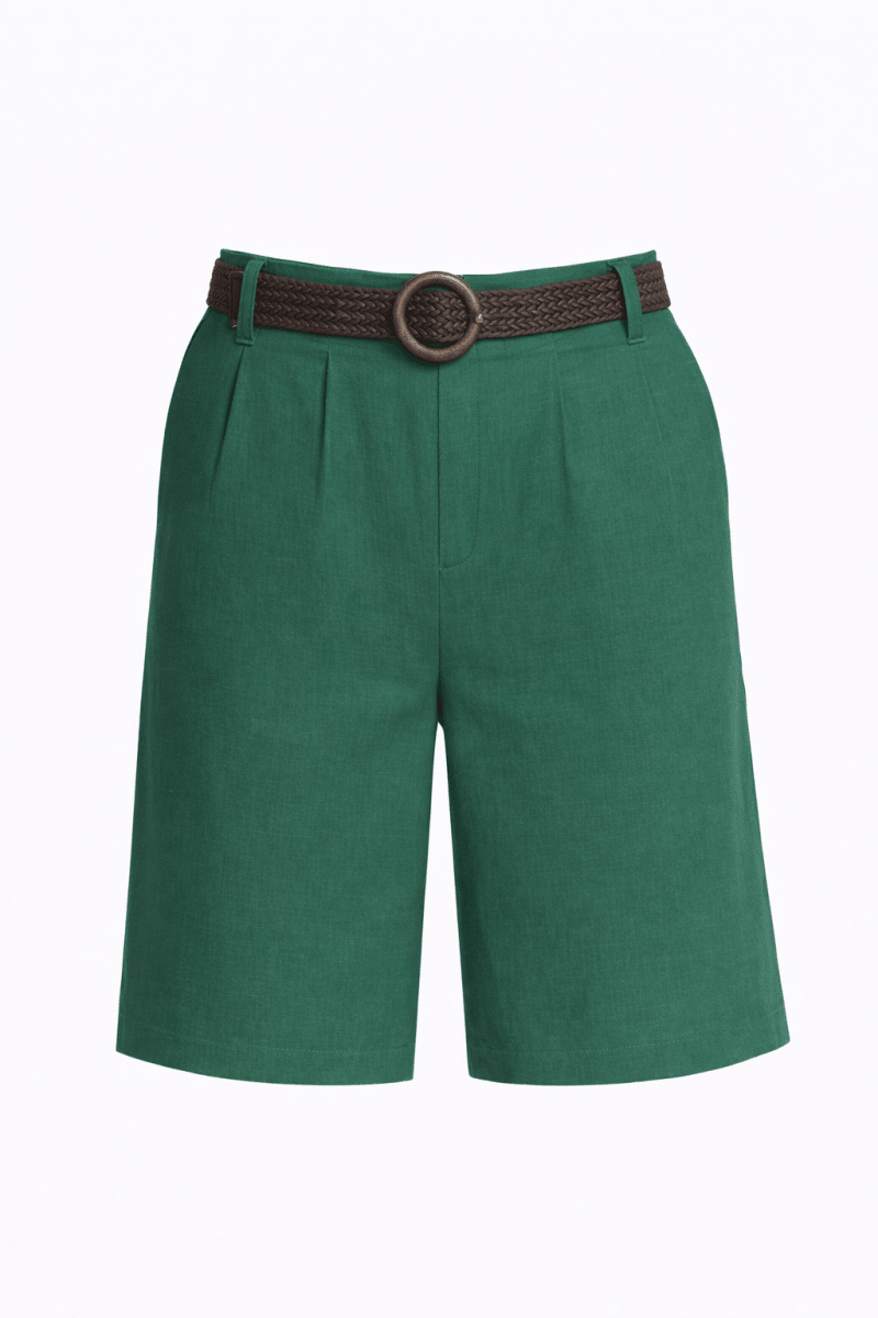 Bermuda Verde con faja - SH0109-VES