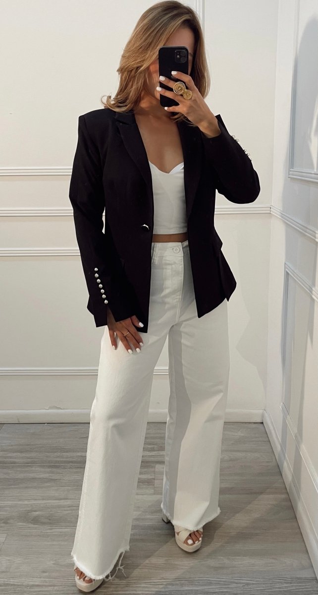 Blazer Verde Turquesa detalle en mangas - BZ8647-TUS