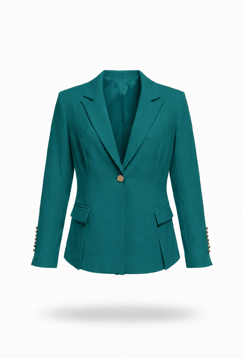 Blazer Verde Turquesa detalle en mangas - BZ8647-TUS