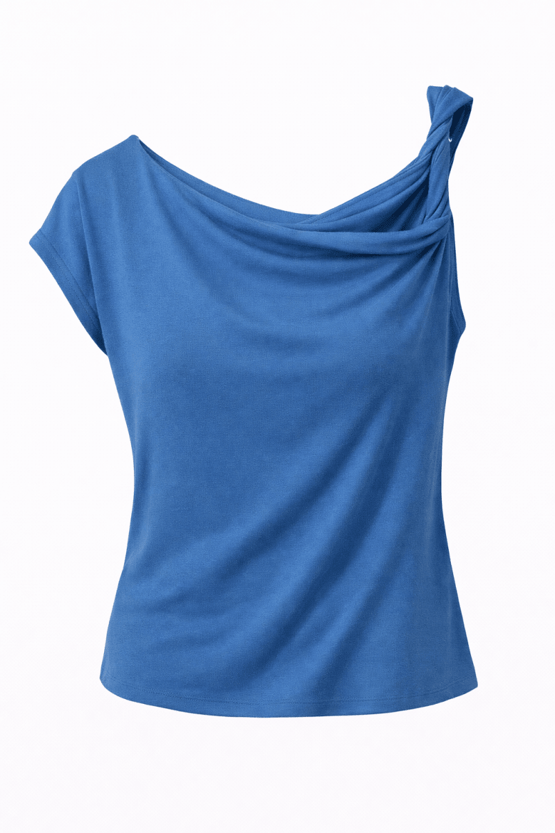 Blusa Azul medio hombro corta - BL5598-AZS