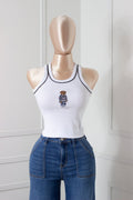 Blusa blanca básica con Oso - BL7238-BLU