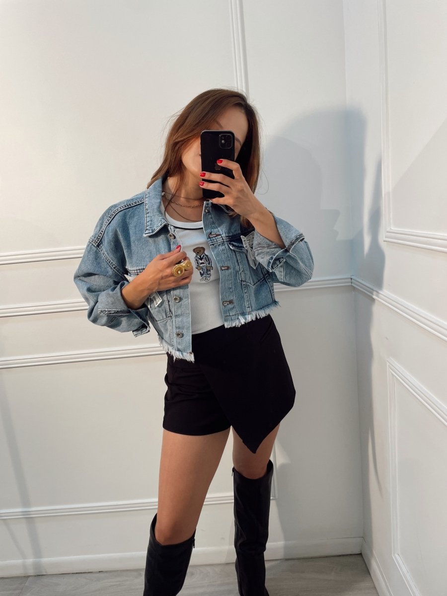 Blusa blanca básica con Oso - BL7238-BLU