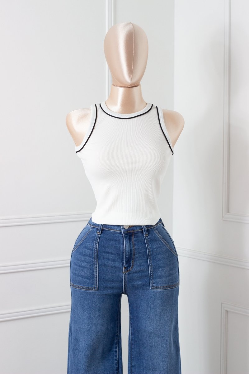 Blusa Blanca básica sin manga - BL6441-BLS