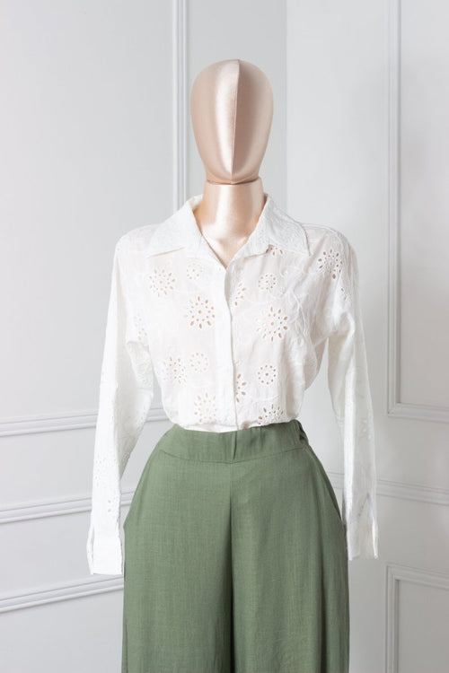 Blusa Blanca camisera bordada - BL2173-S