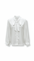 Blusa Blanca camisera lazo al cuello - BL9892-BLS