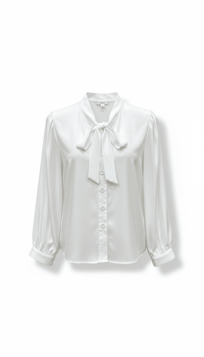 Blusa Blanca camisera lazo al cuello - BL9892-BLS