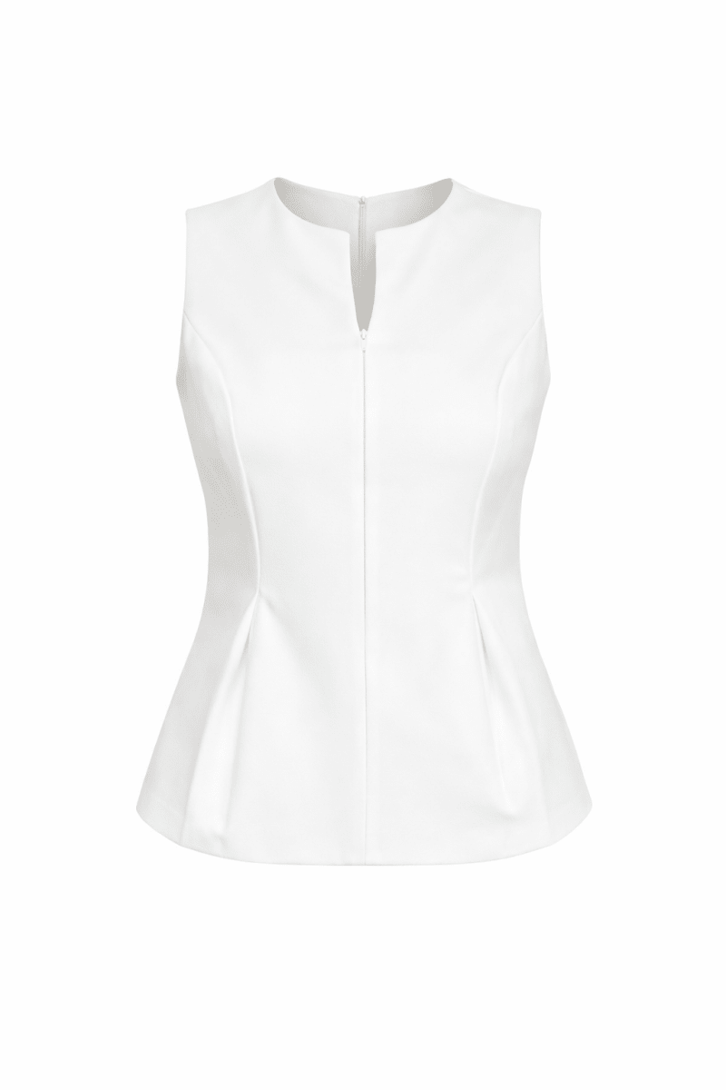 Blusa Blanca con zipper sin manga - BL6540-BLS