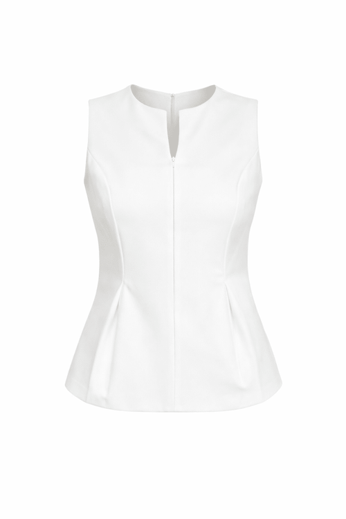 Blusa Blanca con zipper sin manga - BL6540-BLS