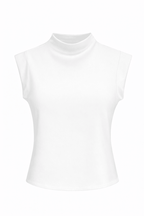 Blusa blanca cuello alto - BL1168-BLS