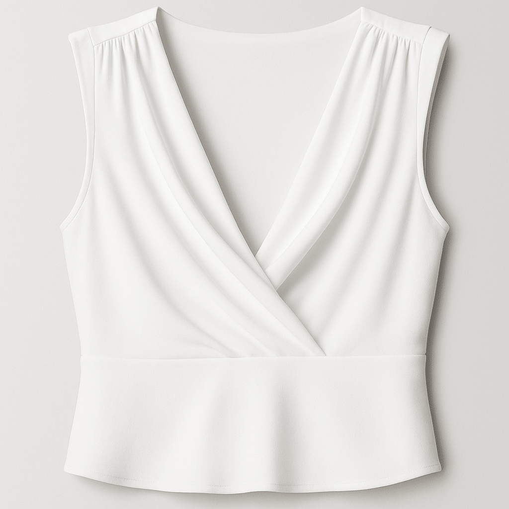 Blusa blanca cuello V - BL4061-BLS