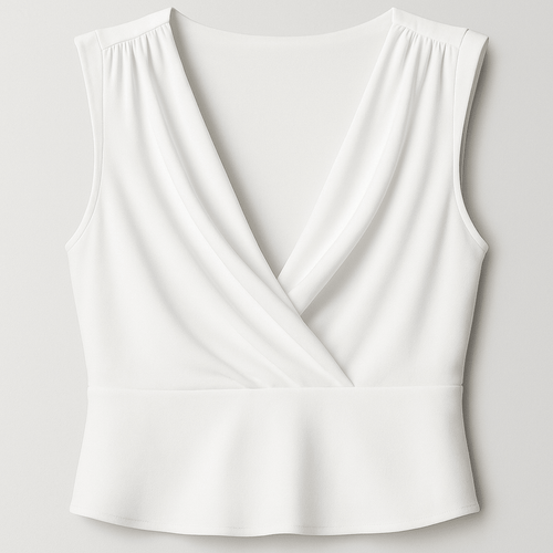 Blusa blanca cuello V - BL4061-BLS