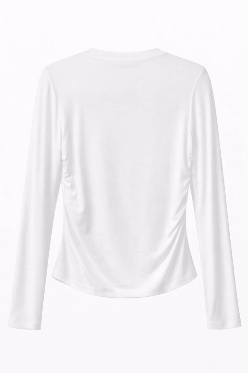 Blusa blanca manga larga detalle al lado - BL0504-S
