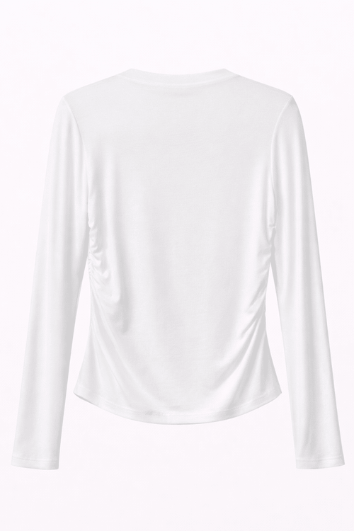 Blusa blanca manga larga detalle al lado - BL0504-S