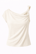 Blusa blanca medio hombro corta - BL5598-BLS
