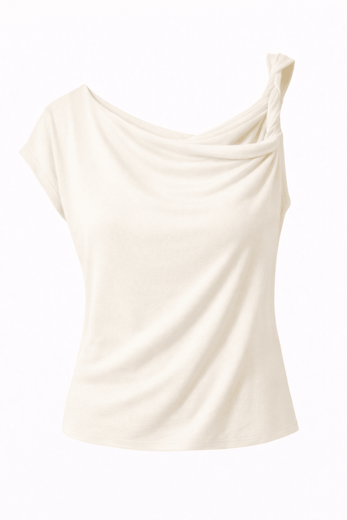Blusa blanca medio hombro corta - BL5598-BLS
