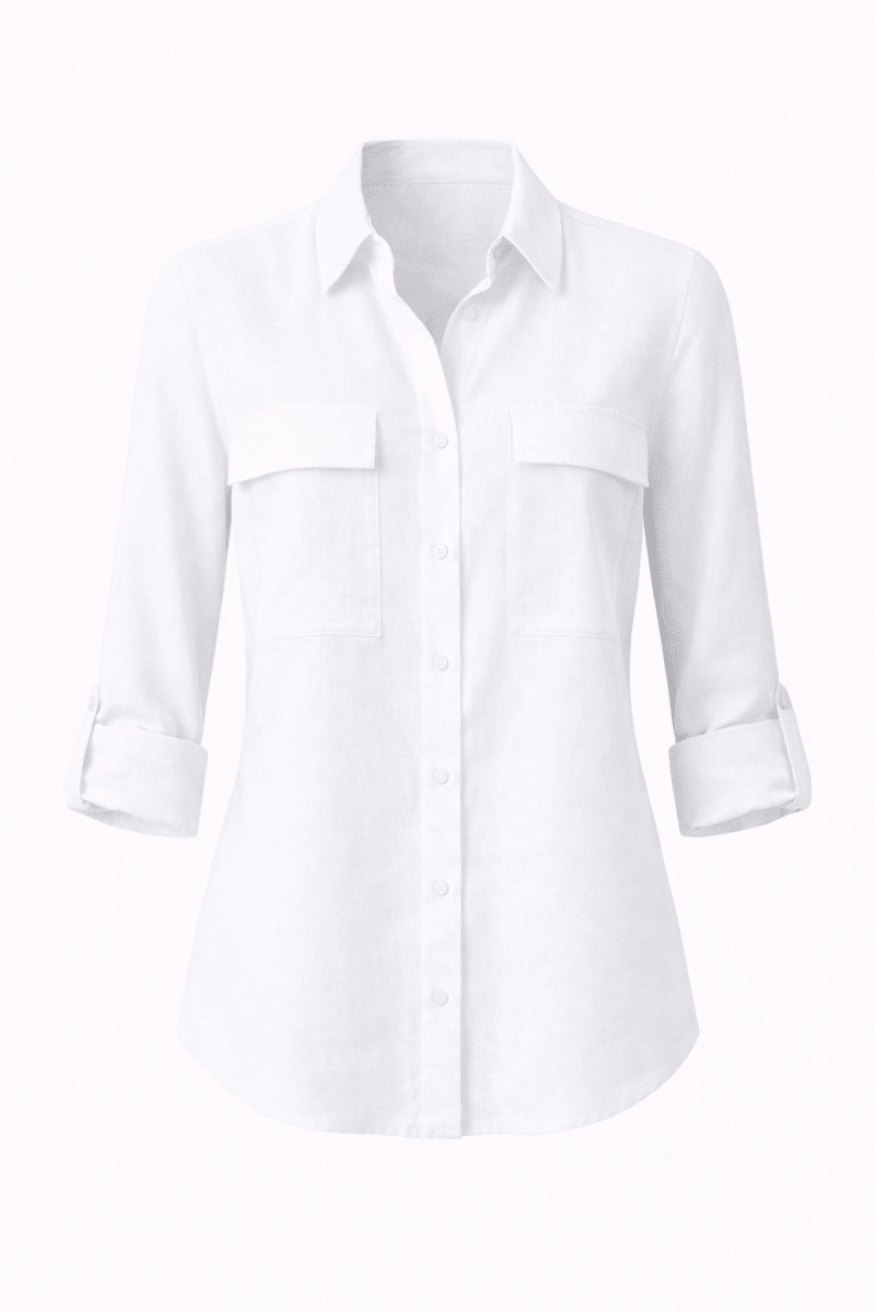 Blusa Blanca oversized con bolsas manga tres cuartos - BL0394-BLS