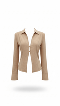 Blusa Camel con abertura frontal - BL3431-CAS