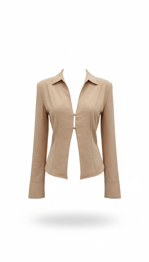 Blusa Camel con abertura frontal - BL3431-CAS