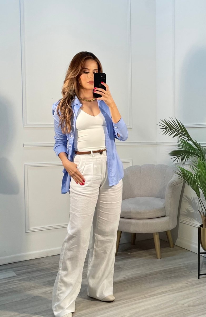 Blusa camisera Celeste oversized - BL4084-CEXL