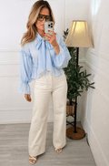 Blusa Celeste abierta manga larga con cordón - BL8836-S