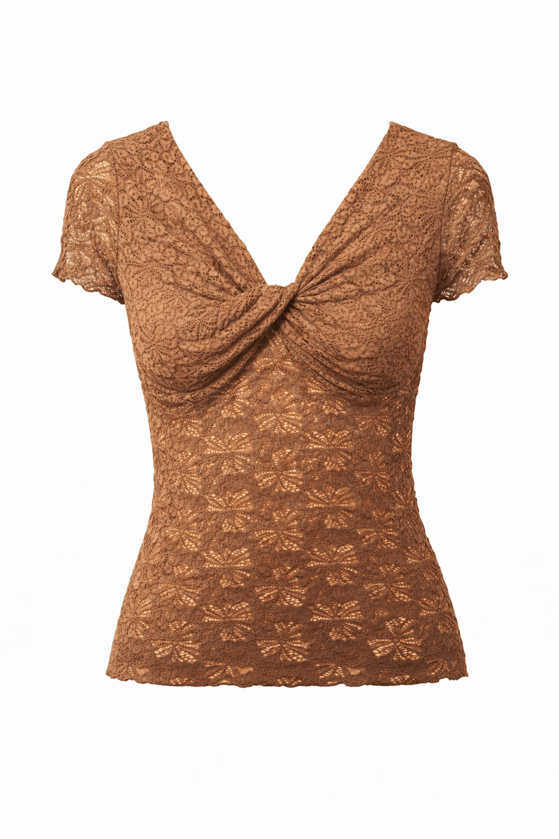 Blusa encaje café - BL5752-CAS