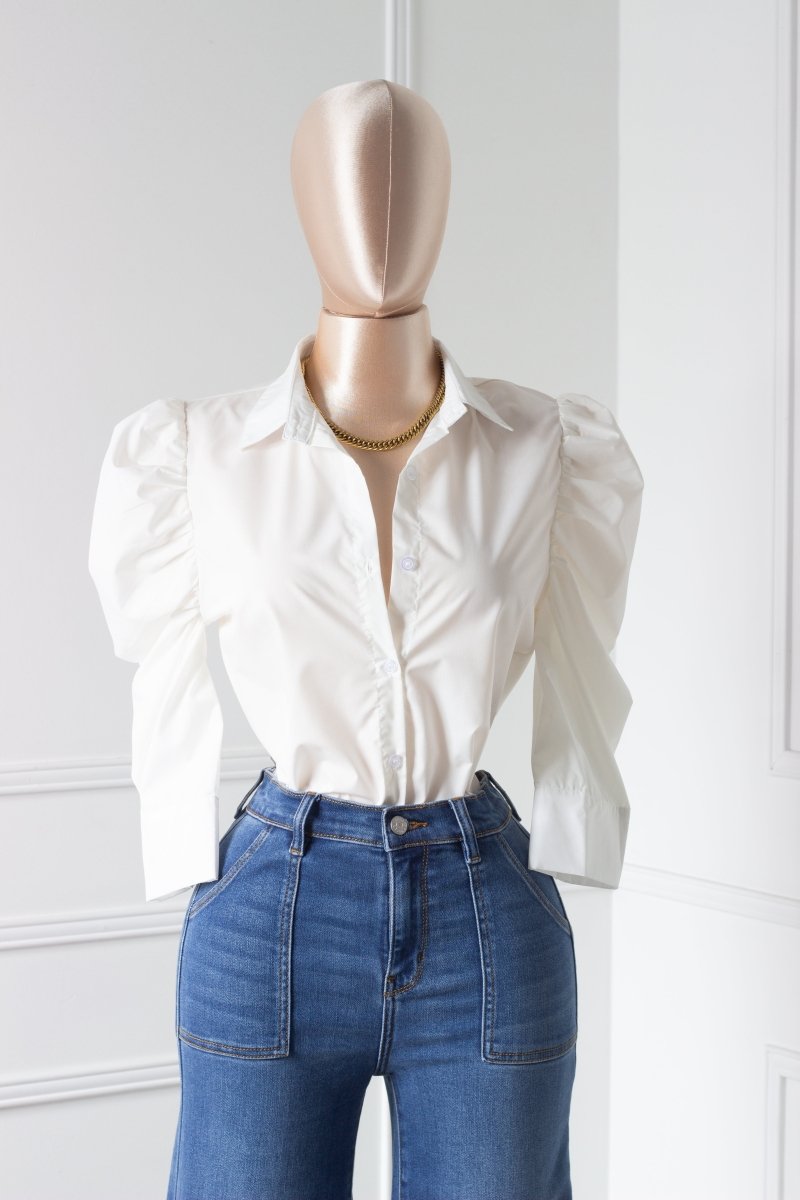 Blusa manga bombacha blanca - BL3241-BLS