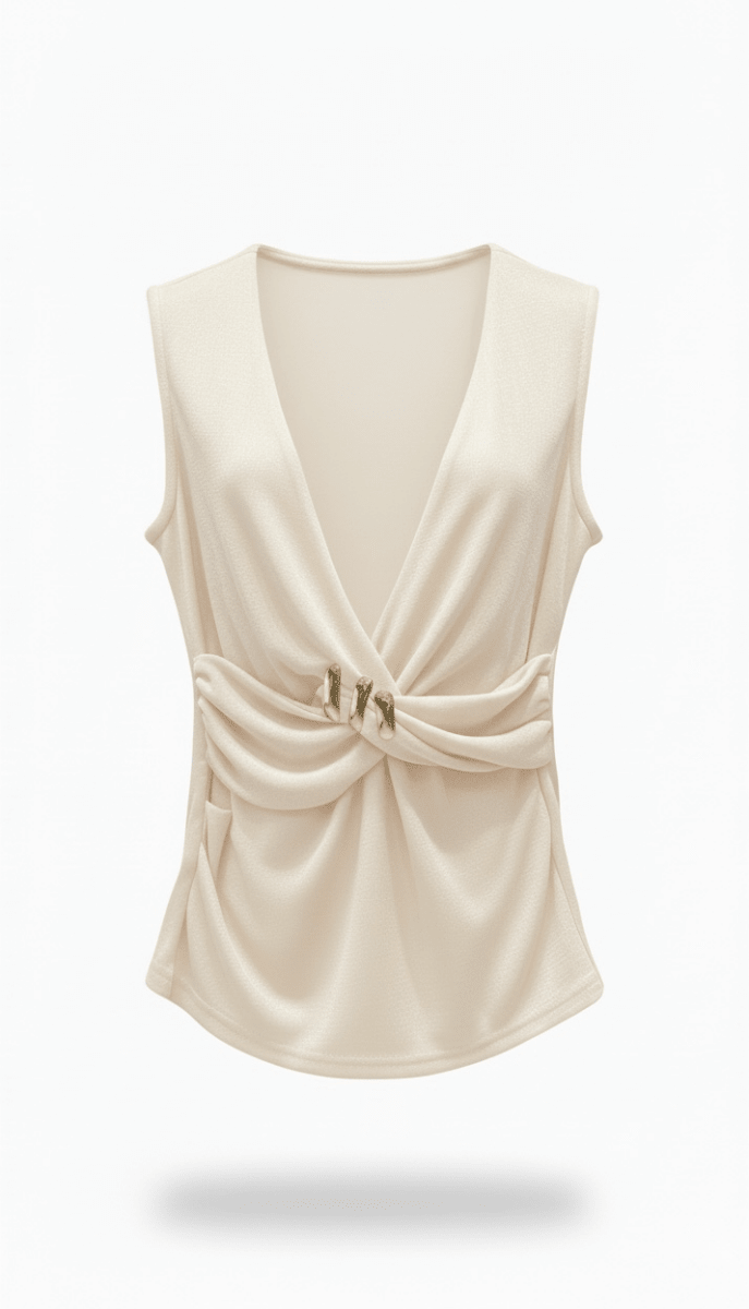 Blusa marfil con abertura - BL5274-BLS