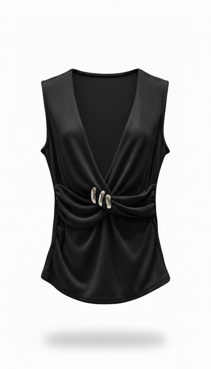 Blusa Negra con abertura - BL5274-NES