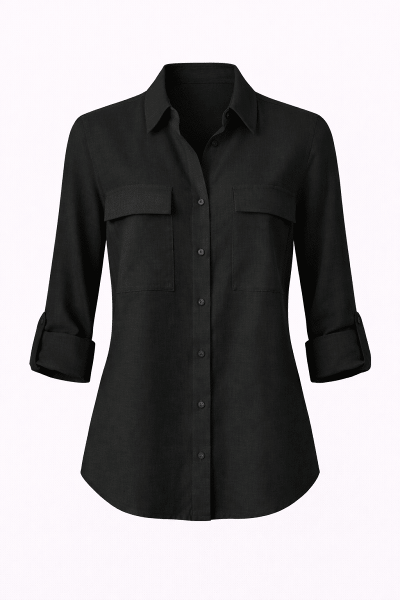 Blusa Negra con bolsas manga tres Cuartos - BL0394-NES