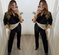 Blusa Negra con bolsas manga tres Cuartos - BL0394-NES