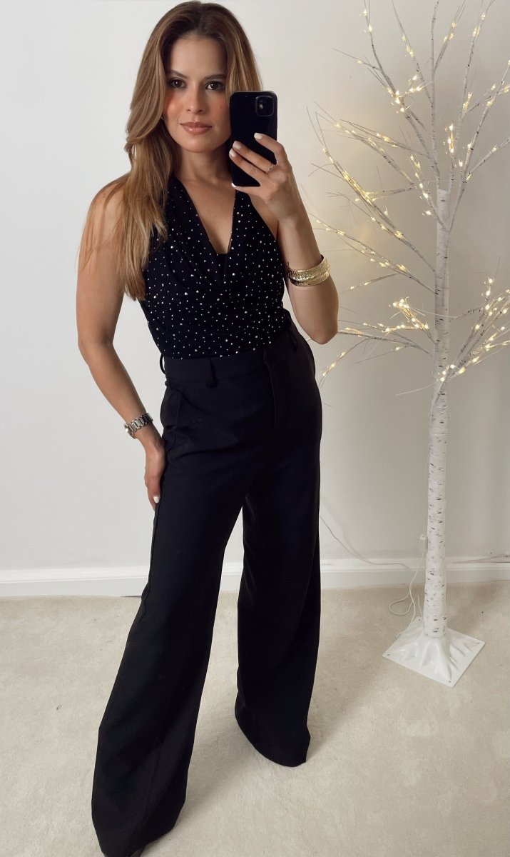 Blusa Negra con pedrería - BL5303-NES