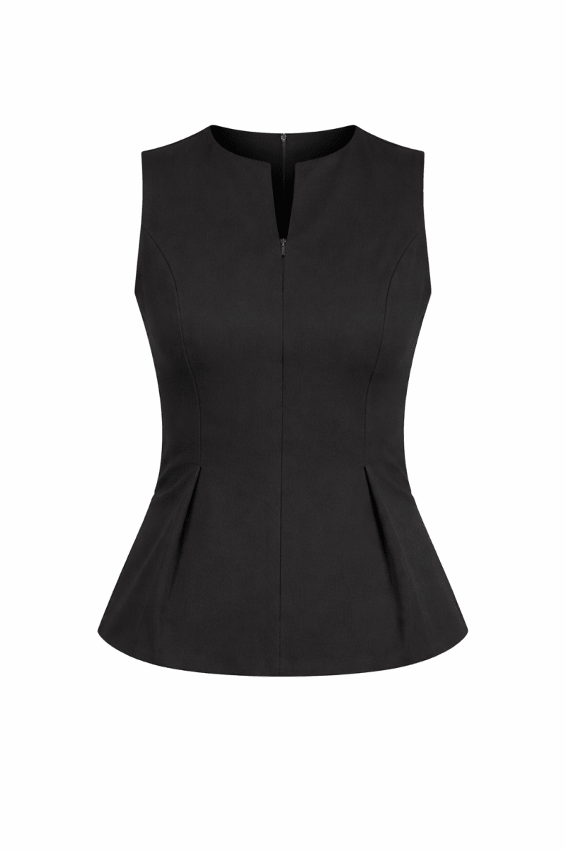 Blusa Negra con zipper sin manga - BL6540-NES
