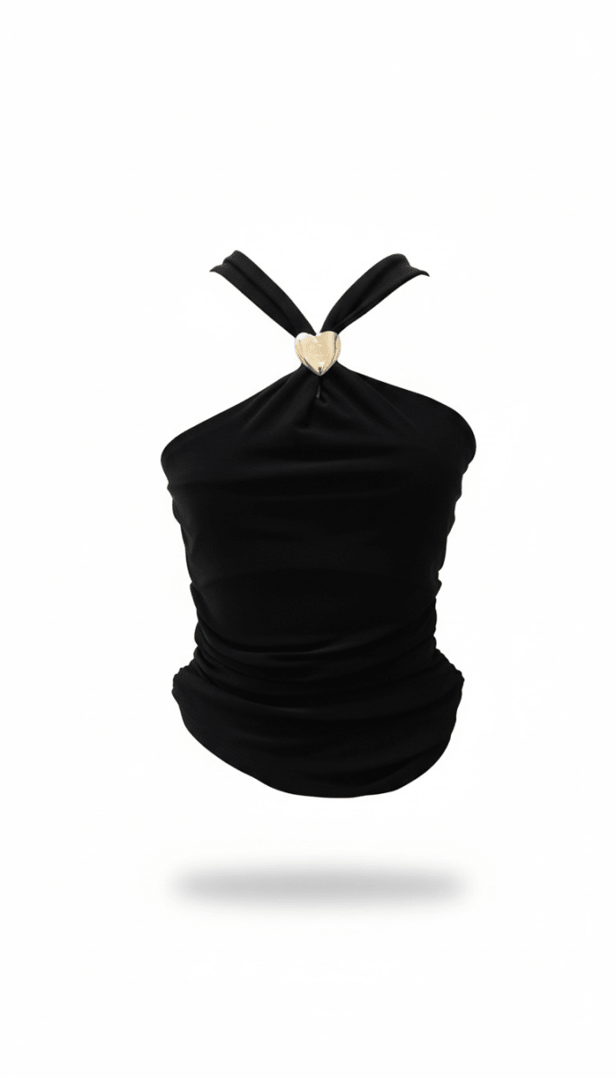 Blusa Negra cuello tirante cruzado - BL8035-NES