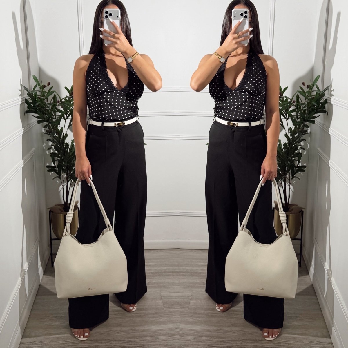 Blusa Negra Lunares Sin Manga - BL4158-S