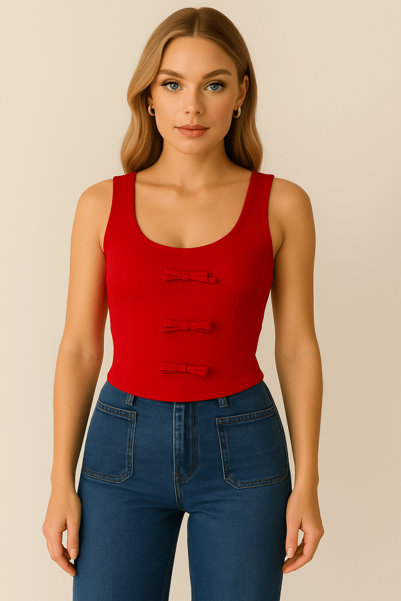 Blusa Roja básica con lazo - BL1220-ROS