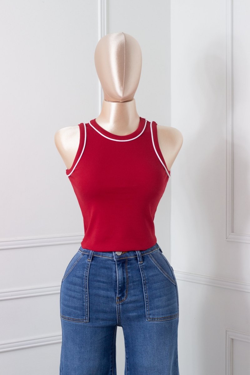 Blusa Roja básica sin manga - BL6441-ROS