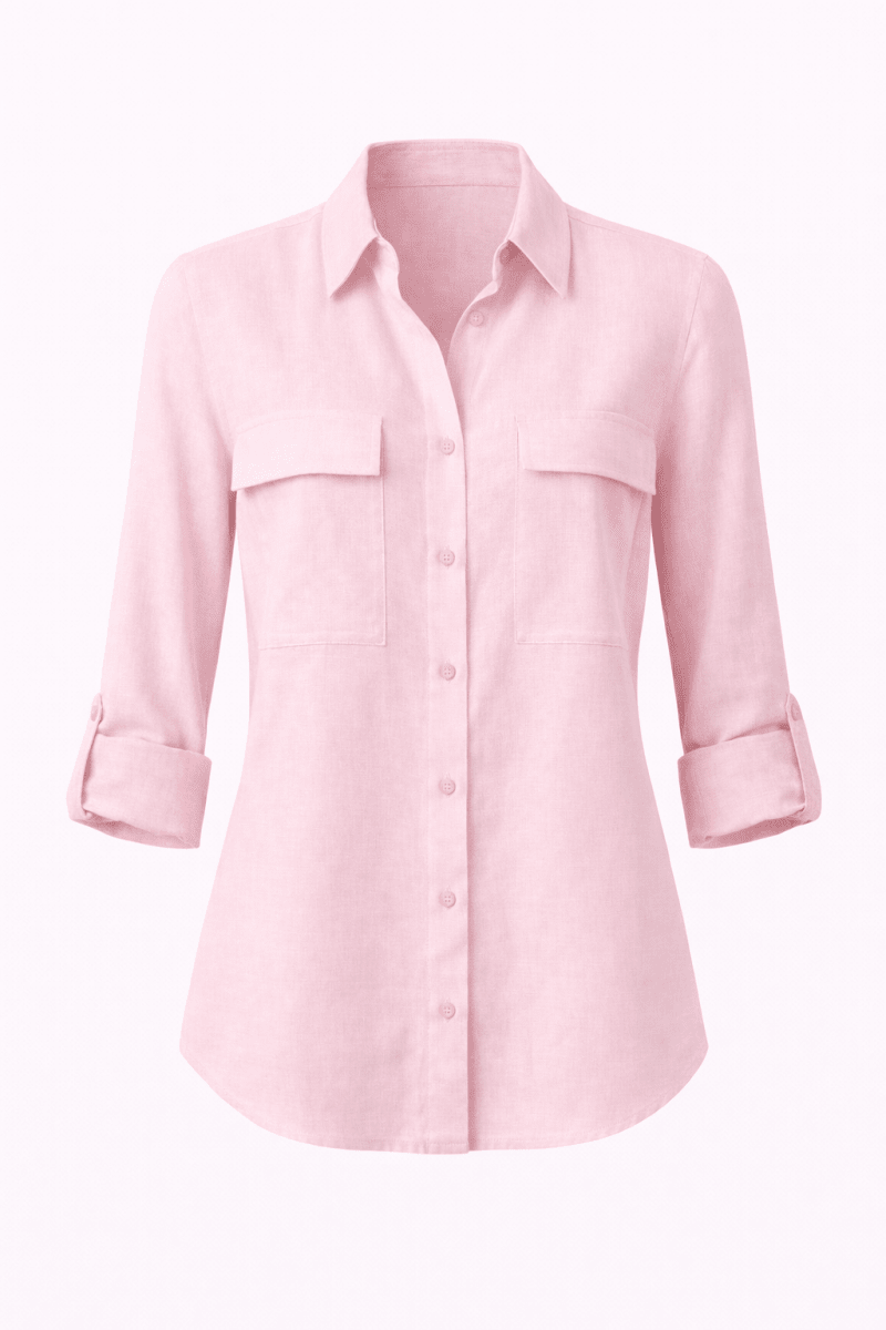 Blusa rosada con bolsas manga tres cuartos - BL0394-ROS